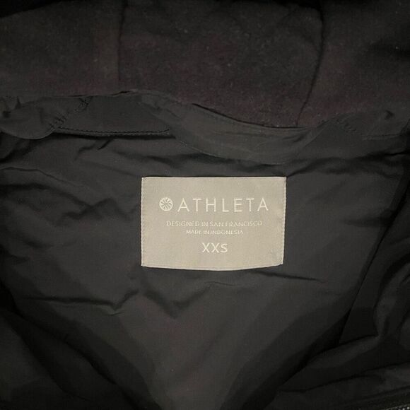 Athleta Cold Front Hybrid Jacket Women's 2XS Black Full Zipper Hoodie Pockets - Picture 4 of 8